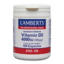 Lamberts uztura bagātinātājs Vitamīns D3 4000 IU (100µg), 120 kaps.