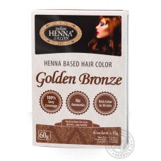 Indian Henna Salon matu krāsa uz hennas bāzes Golden Bronze (zeltainā bronza), 6x10g