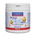 Lamberts uztura bagātinātājs Omega 3-6-9 1200 mg + Vitamīns D3 5 µg, 120 kaps.