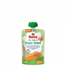 Holle BIO burkānu un saldo kartupeļu biezenis ar zirņiem "Veggie Bunny" no 6 mēn., 100g