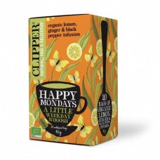 Clipper BIO augu tēja ar ingveru, citronu un melnajiem pipariem Happy Mondays, 20pac./45g
