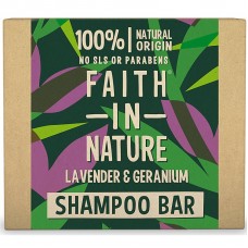 Faith in Nature cietais šampūns / šampūnziepes ar lavandu un ģerāniju, 85g