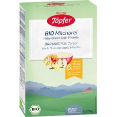 Topfer BIO auzu pārslu piena biezputra ar āboliem un vaniļu no 6. mēn., 200g
