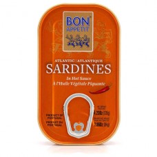 Bon Appetit sardīnes pikantā saulespuķu eļļā ar piri-piri garšvielām, 120g