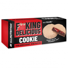 Allnutrition F**king Delicious cepumi ar zemesriekstu sviestu un zemeņu pildījumu, bez pievienota cukura, 128g