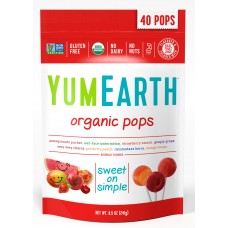 YumEarth BIO ledenes uz kātiņa ar dažādu augļu un ogu garšu 8 veidi, 241g / 40 gab.