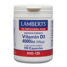 Lamberts uztura bagātinātājs Vitamīns D3 4000 IU (100µg), 120 kaps.