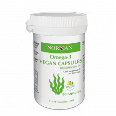 Norsan Omega 3 Vegan jūras aļģu eļļa vegāniem, 80 kaps.