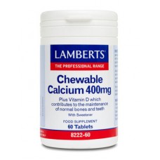 Lamberts uztura bagātinātājs Košļājamais Kalcijs 400mg ar D vitamīnu, 60 tabl.