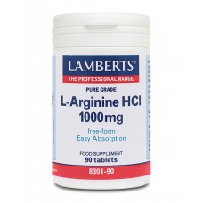 Lamberts uztura bagātinātājs attīrīts L-Arginīna HCl 1000mg brīvā formā, 90 tabl.