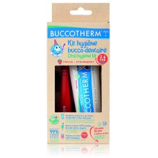 Buccotherm komplekts bērniem no 2-6 gadu vecumam zobu birste + zobu gēls ar zemeņu garšu, 50ml