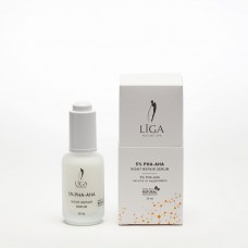 Līga Nature SPA 5% PHA - AHA  atjaunojošs nakts serums sejai ar augļskābēm, 30ml