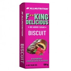 Allnutrition F**king Delicious cepumi ar biskvītu un aveņu pildījumu, bez pievienota cukura, 128g