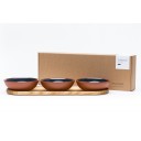 Vaidava Ceramics kolekcija Zeme bļodu komplekts, pelēks ar koka paliktni, 3gb. x 0,2l,