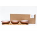 Vaidava Ceramics kolekcija Zeme bļodu komplekts, balts ar koka paliktni, 3gb. x 0,2l