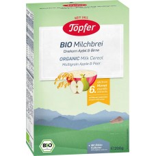 Topfer BIO daudzgraudu piena biezputra ar āboliem un bumbieriem no 6. mēn., 200g
