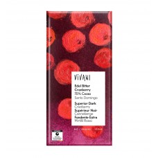 Vivani BIO tumšā šokolāde ar dzērvenēm, 80g