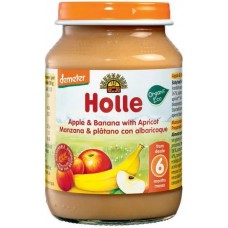 Holle BIO ābolu, banānu un aprikožu biezenis no 6 mēn. vecuma, 190g