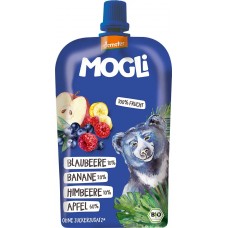 Mogli BIO melleņu, aveņu, ābolu biezenis, 120g