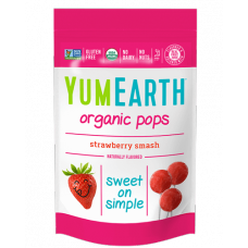 YumEarth BIO ledenes uz kātiņa ar zemeņu garšu, 85g/14gab.