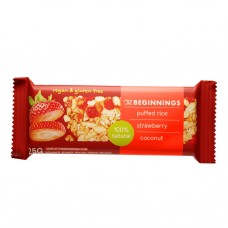 The Beginnings bezglutēna batoniņš no pūstiem rīsiem ar zemenēm, 25g