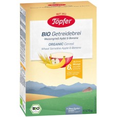 Topfer BIO kviešu mannas biezputra ar āboliem un banāniem no 6. mēn., 175g